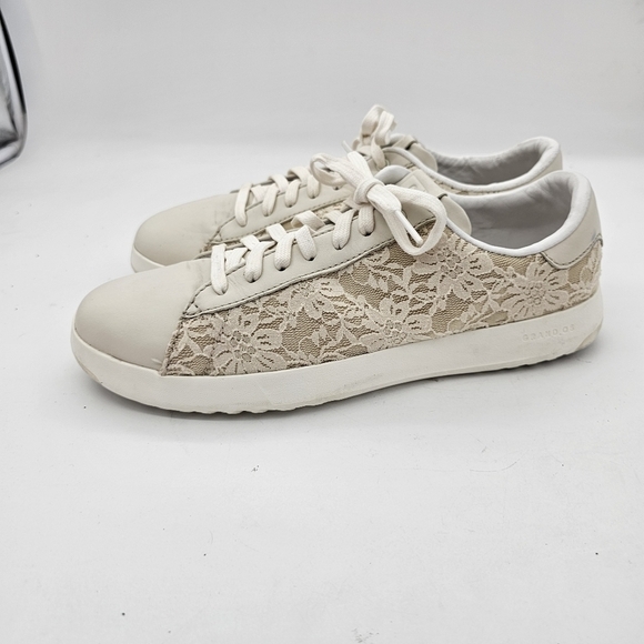 Cole Haan GrandPro Womens Tennis Shoes Floral Lace Sneakers Ivory Size 9.5 B - Picture 7 of 13
